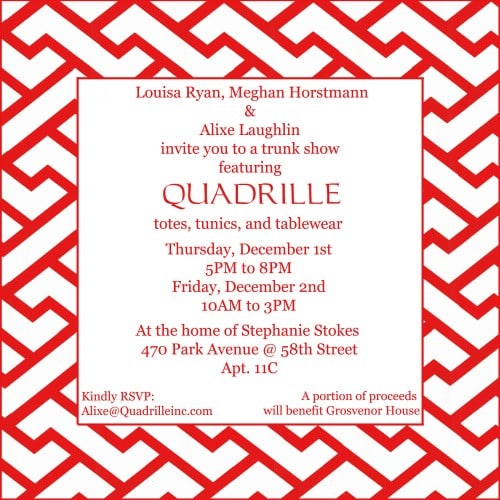 Quadrille Trunk Show to Benefit Grosvenor