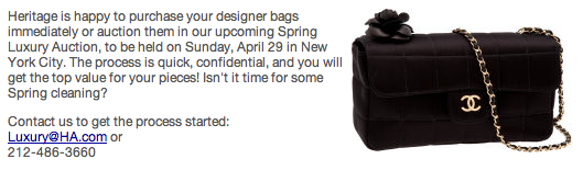 Sell your handbags! Sell your handbags!