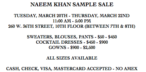 Naeem Khan Sample Sale
