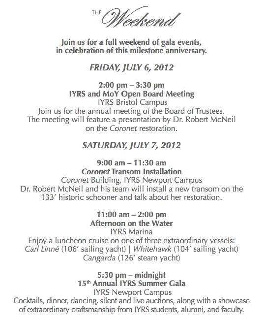 IYRS Annual Summer Gala IYRS Annual Summer Gala