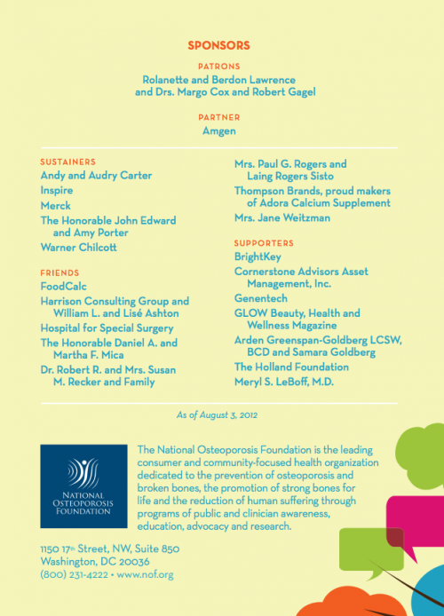 National Osteoporosis Foundation Luncheon Sponsors National Osteoporosis Foundation Luncheon Sponsors