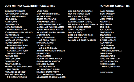 2012 Whitney Gala