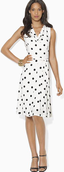 Ralph Lauren Cowl Neck Polka Dot Dress