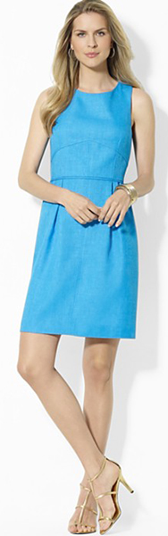 Ralph Lauren Petites Sleeveless Woven Topstitched Dress 