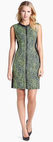 Elie Tahari 'Mila' Leather Trim Tweed Dress Elie Tahari 'Mila' Leather Trim Tweed Dress