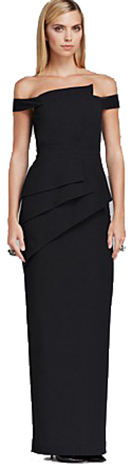 Black Halo Eve Asymmetric Neckline Gown