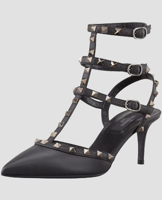 Valentino Noir Rockstud Leather Sling Back
